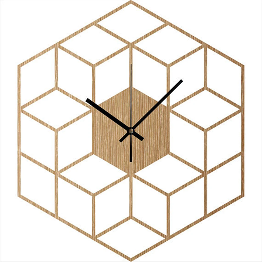Деревянные настенные часы в стиле куба, бесшумные, не тикающие деревянные часы, минималистичные геометрические часы, декор кухни - гостиной - спальни