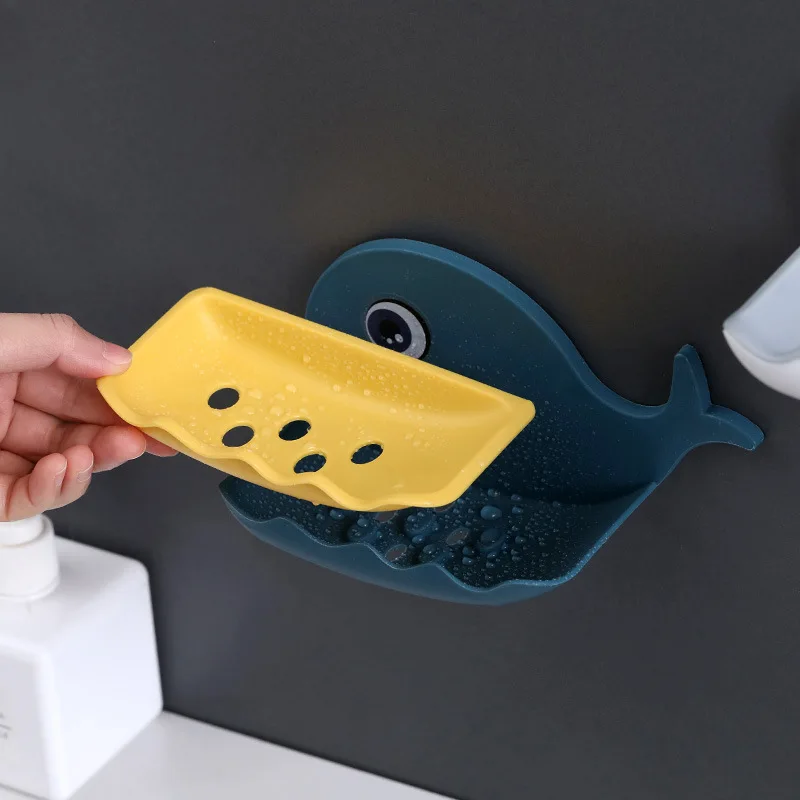 Держатель для слива мыльницы Little Whale, креативный настенный лоток для слива мыльницы в ванной, контейнер для хранения мыла без перфоратора