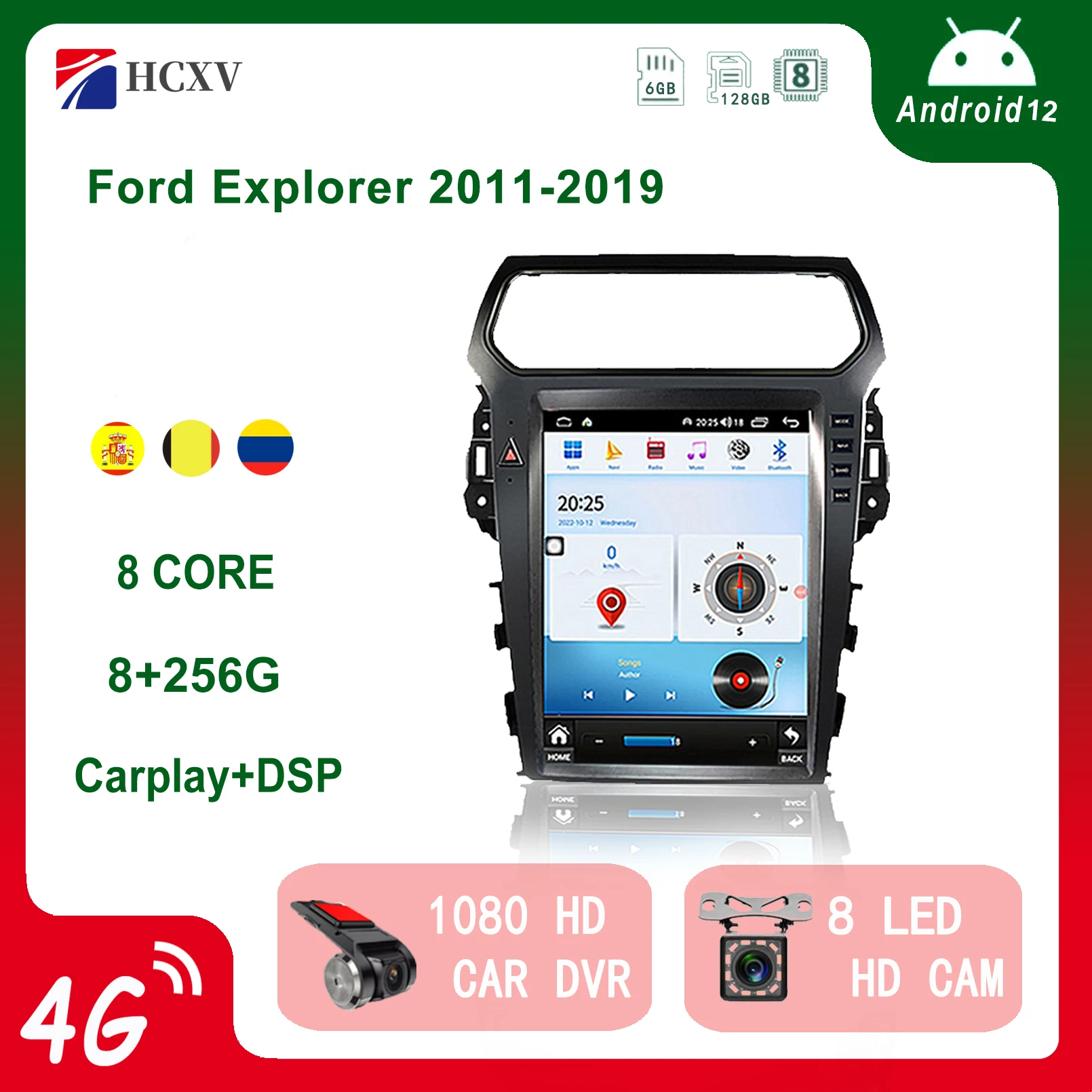 Для Ford Explorer 2011-2019 Автомобильное радио Android 12 Автонавигация GPS стерео видеоплеер DVD Мультимедиа авторадио 4G WIFI