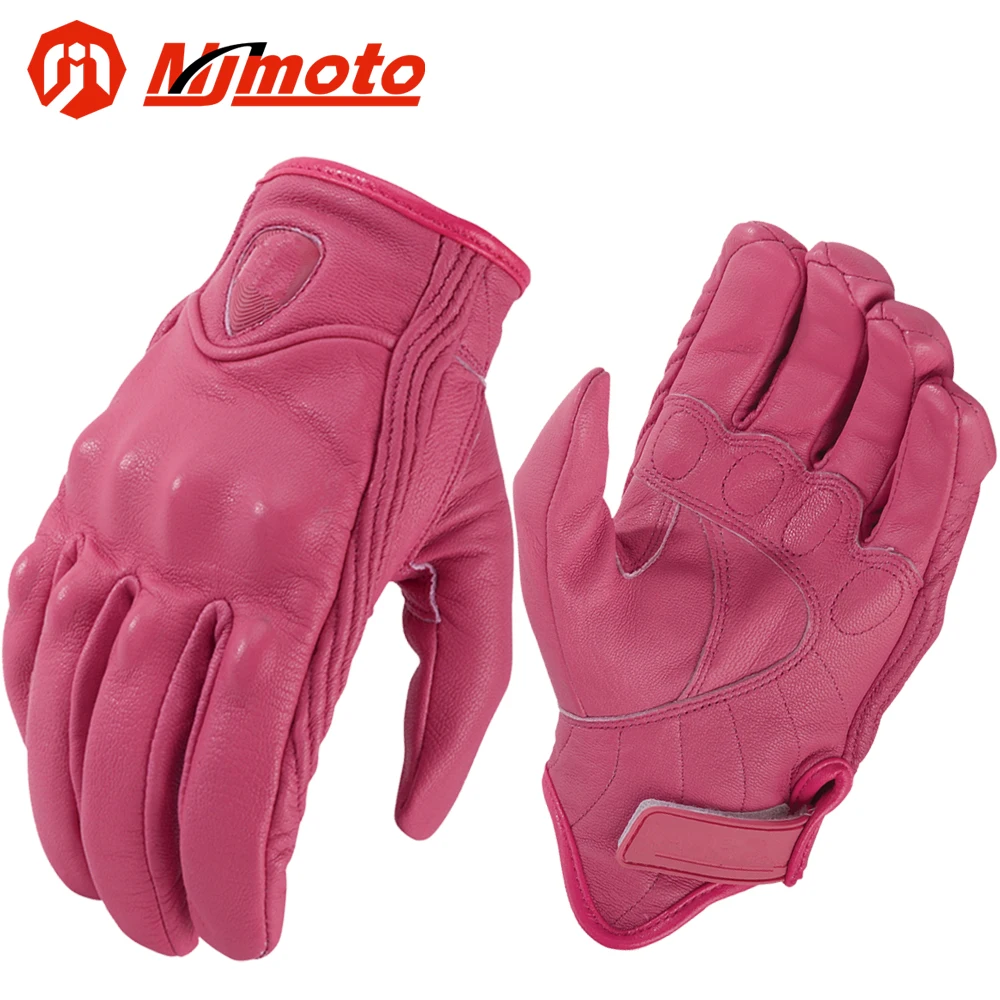 Для ICON Летние мотоциклетные кожаные перчатки с полным пальцем, водонепроницаемые Дышащие мотоциклетные перчатки, велосипедные перчатки Guantes Moto Розовый