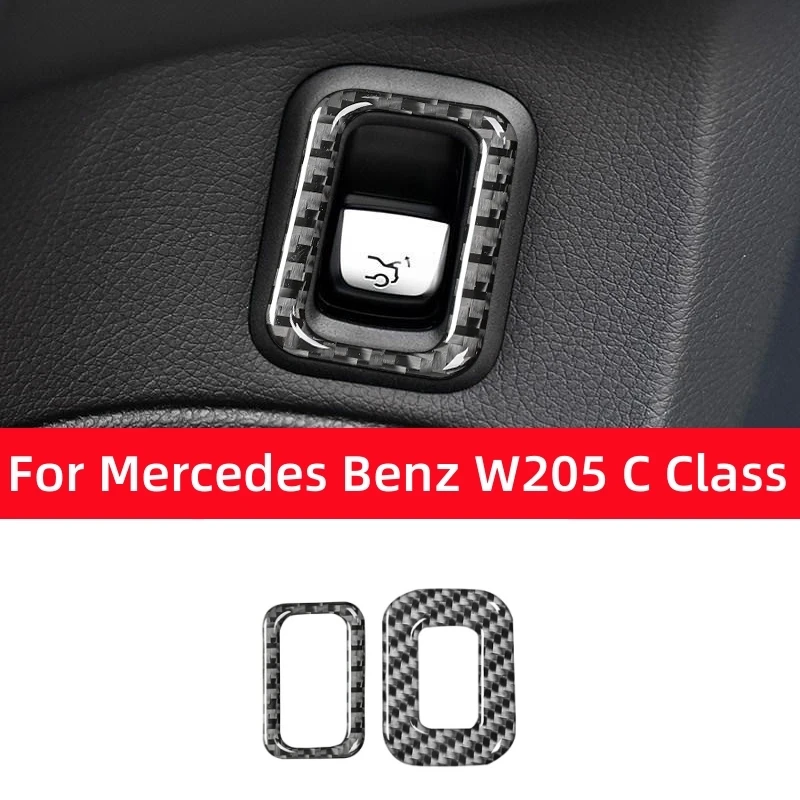 Для Mercedes Benz C GLC Class W205 Интерьер из углеродного волокна Кнопка включения заднего багажника автомобиля Декоративная рамка Наклейка Автомобильные Аксессуары