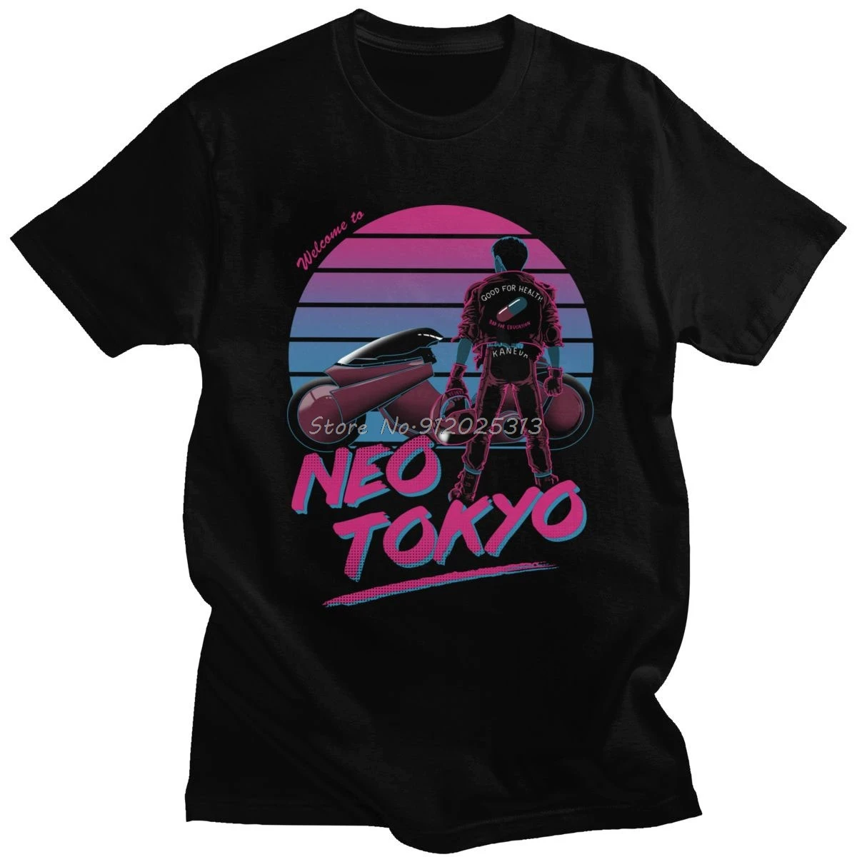 Добро пожаловать в Neo Tokyo, мужская футболка Akira Shotaro, футболка Kaneda Motorcycle, хлопковые футболки с коротким рукавом и круглым вырезом, футболка Vaporwave