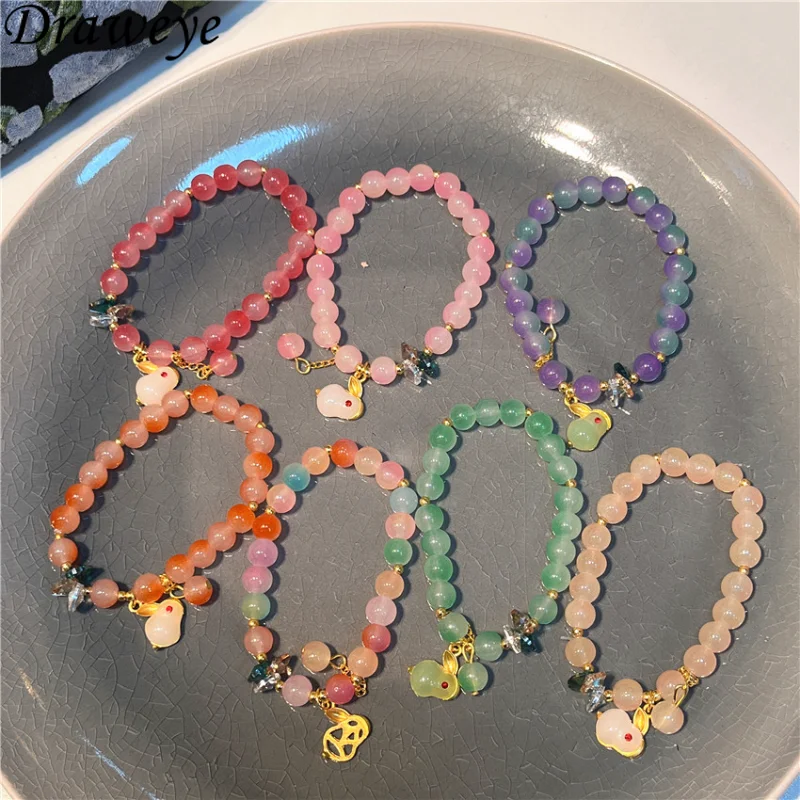 Женский браслет Draweye с кристаллами, разноцветные мультяшные животные, Милые Корейские модные украшения, Сладкие Кавайные браслеты Mujer Simple