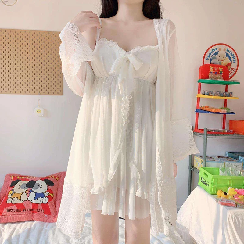 Женское сексуальное женское белье, весенне-летние ночные рубашки для дома в стиле принцессы, кружевная белоснежная ночная рубашка на подтяжках Y38