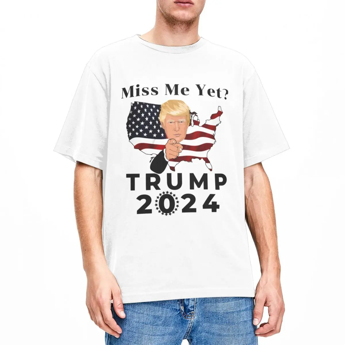 Забавная футболка президента Дональда Трампа 2024 года, мужская Женская Забавная футболка из чистого хлопка, круглый воротник, короткий рукав, ткань для взрослых