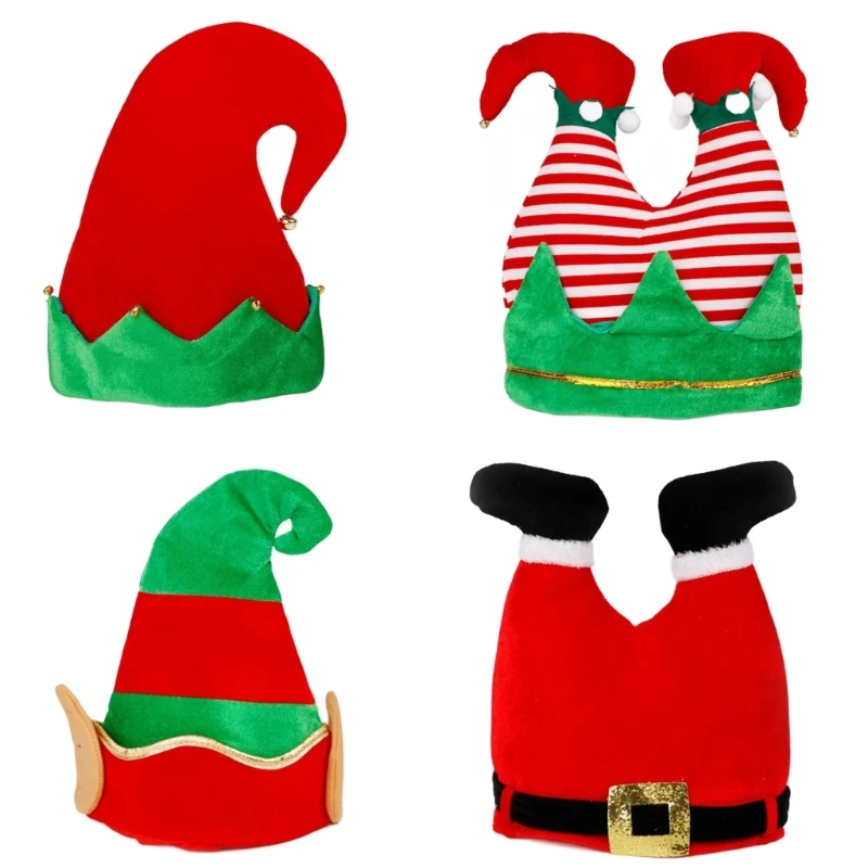 Забавные красные штаны, шляпа, веселые штаны Санта-Эльфа, шляпа, привлекающая внимание шляпа, украшения для вечеринки, зимний костюм для Рождественской вечеринки