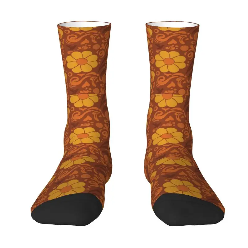 Забавные Носки с рисунком ретро-хиппи и цветочным садовым узором для женщин и мужчин, Стрейчевые Летние Осенне-зимние носки для экипажа
