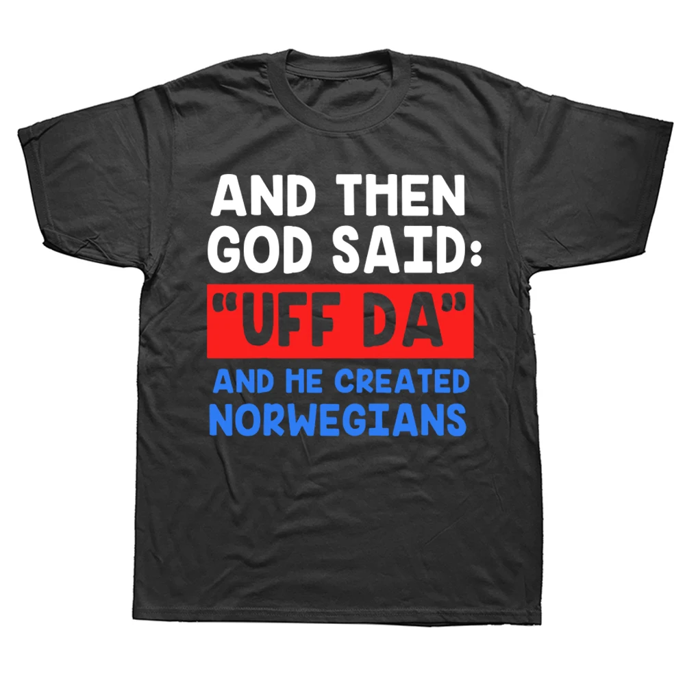 Затем Бог сказал, и Он создал норвежские футболки, графическую хлопковую уличную одежду, подарки с коротким рукавом на день рождения, футболки в летнем стиле для мужчин