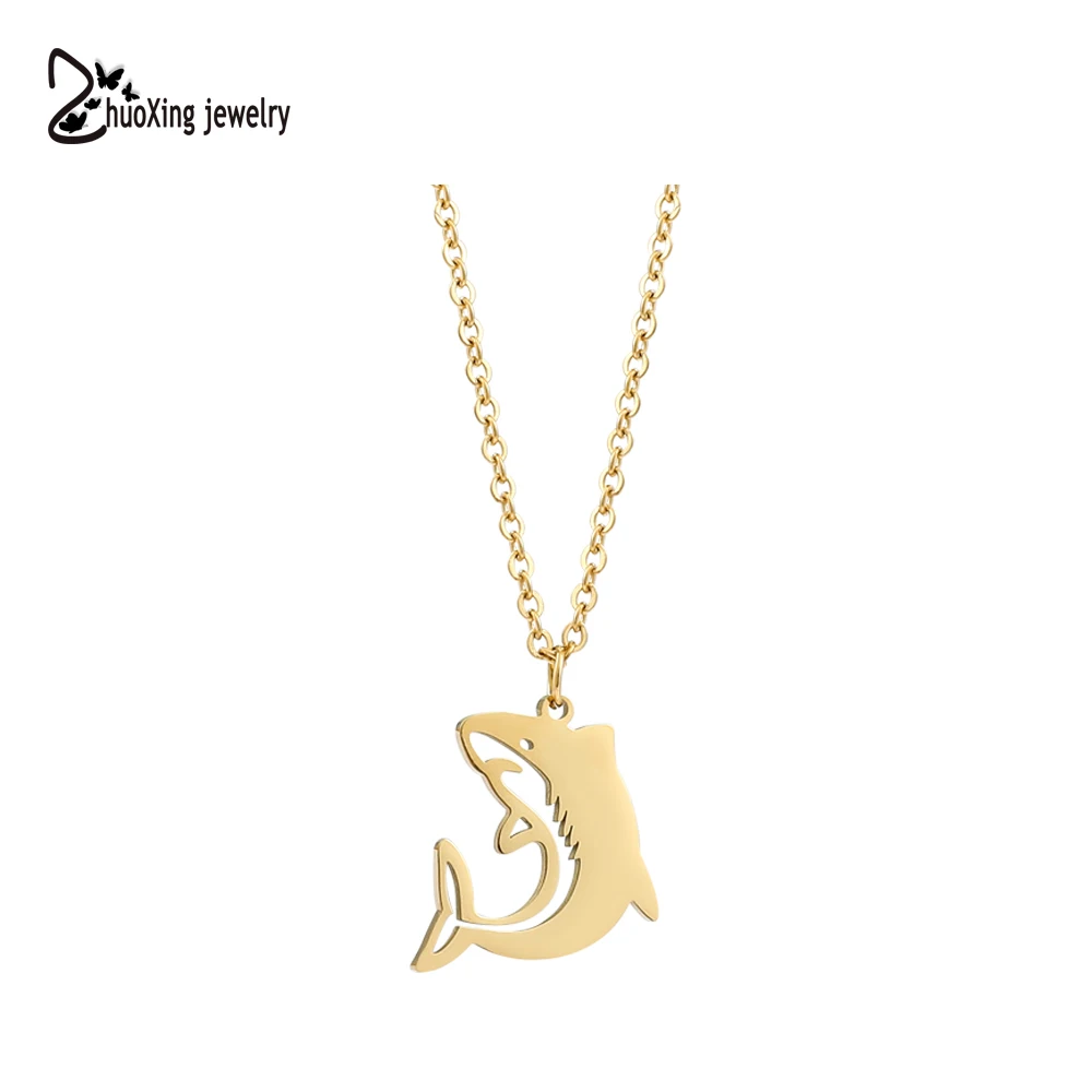 Золотое ожерелье с подвеской в виде Акулы, ювелирные изделия в стиле хип-хоп панк для мужчин, Модная Цепочка на шею из нержавеющей стали, Аксессуары для вечеринок, Подарки