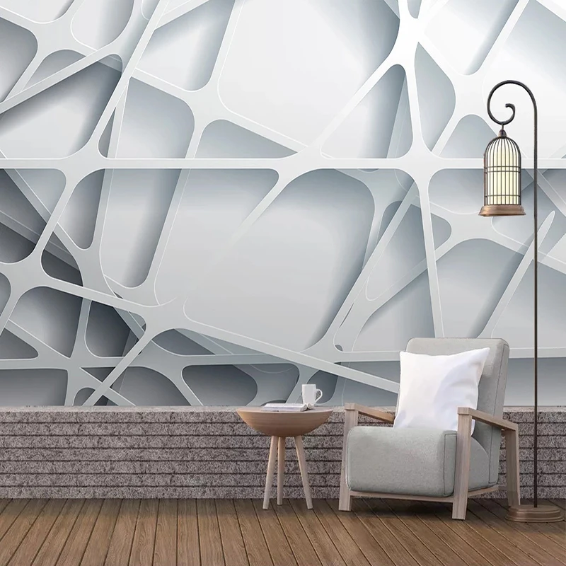 Изготовленная на заказ современная 3D абстрактная художественная геометрическая фреска для спальни, ресторана, кафе, гостиной, ТВ-фона, однотонных обоев, фресок