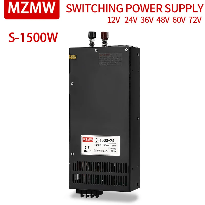 Импульсный Источник Питания MZMW S-1500 1500 Вт 12 В 24 В 36 В 48 В 60 В 72 В AC/DC С Одним Выходом Высокомощный Трансформатор Адаптер Питания