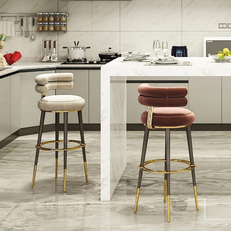 Итальянские тканевые Вращающиеся барные стулья для отдыха, Кухня, гостиная, Стальной барный стул, Современная минималистичная мебель для дома WW50