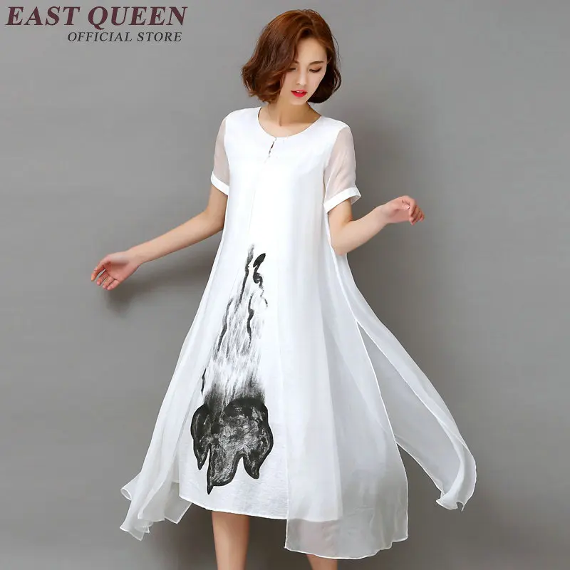 Китайские восточные платья женское белое льняное платье женская льняная одежда льняное платье с вышивкой в китайском стиле AA1083