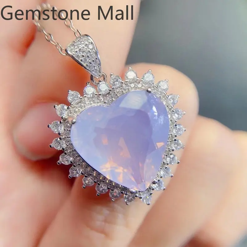 Классический кулон с драгоценным камнем в виде сердца для свадьбы 15 мм 10 карат, натуральное светло-фиолетовое ожерелье с аметистом, подвеска из серебра 925 пробы, ювелирные изделия с аметистом