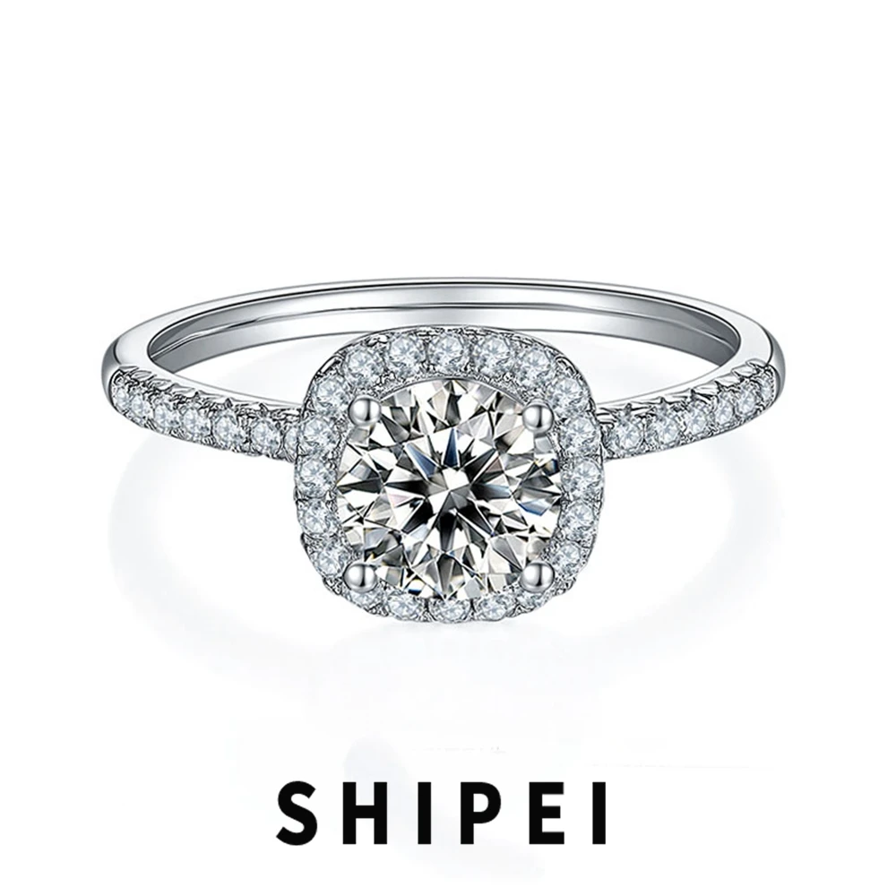 Классическое кольцо с бриллиантом из муассанита круглой огранки SHIPEI диаметром 6,5 мм, Изысканные ювелирные изделия, Обручальное Кольцо из Стерлингового серебра 925 пробы, Подарок на Годовщину свадьбы