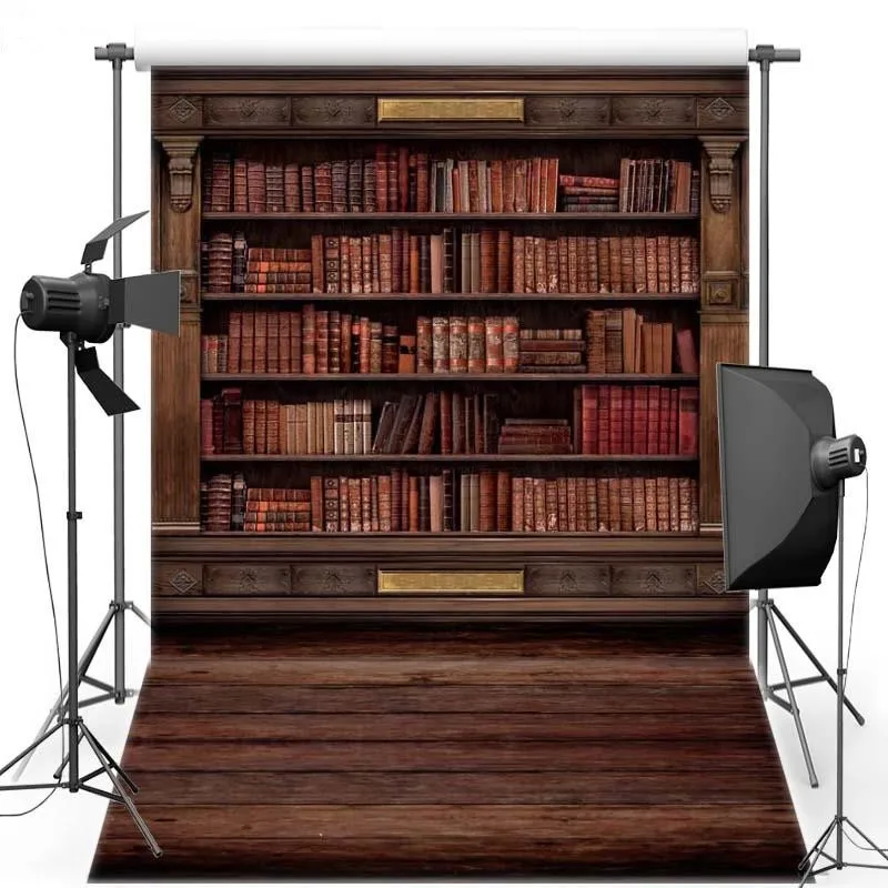 Книжная полка, книжный шкаф, библиотека, Деревянный фон, полиэфирная или виниловая ткань, высококачественная компьютерная печать, настенный фотофон