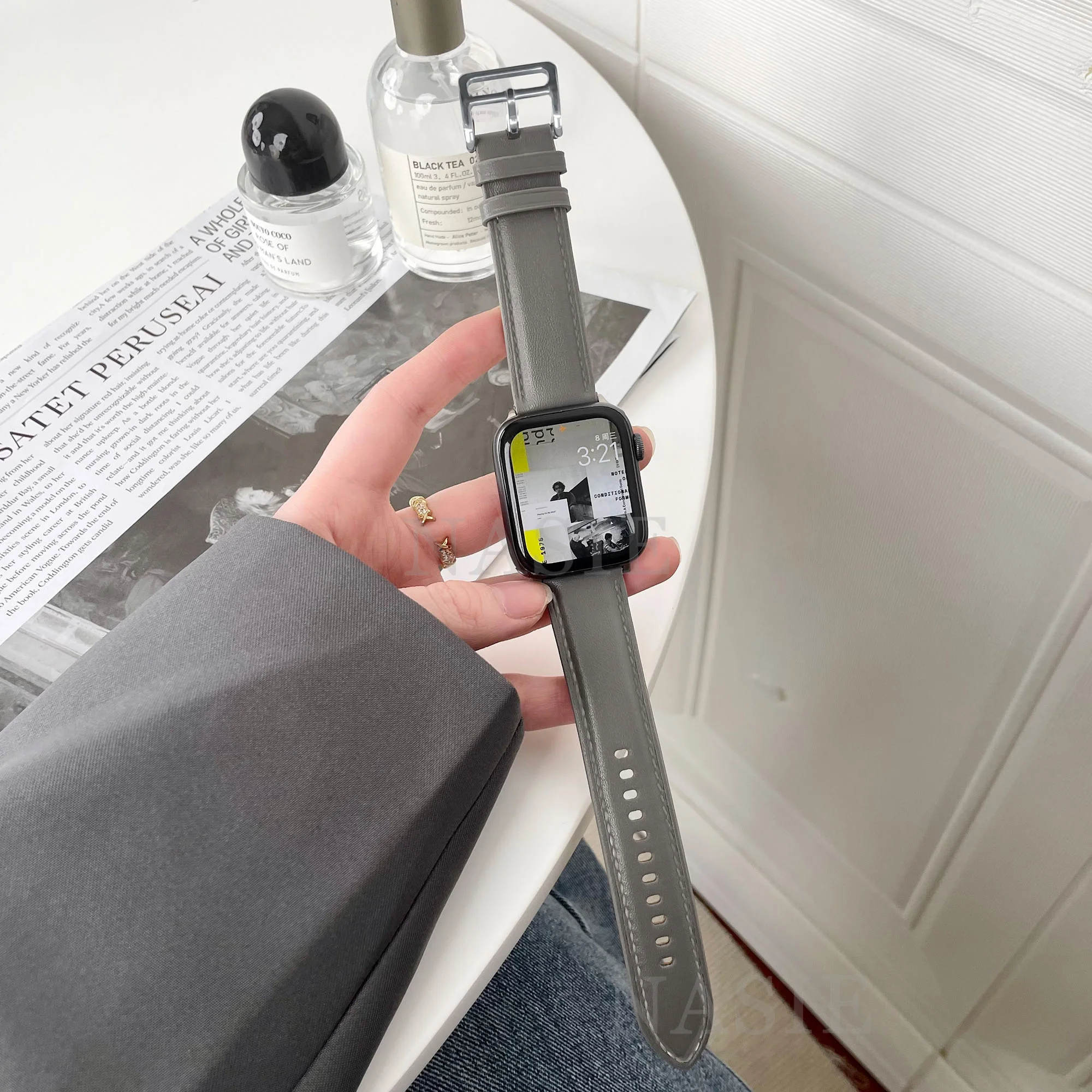 Кожаный Ремешок Для Apple Watch Band 44мм 40мм 45мм 41мм 38мм 42мм 49мм Браслет Correa Ремешок Для Часов iWatch Серии 8 7 SE 6 5 4
