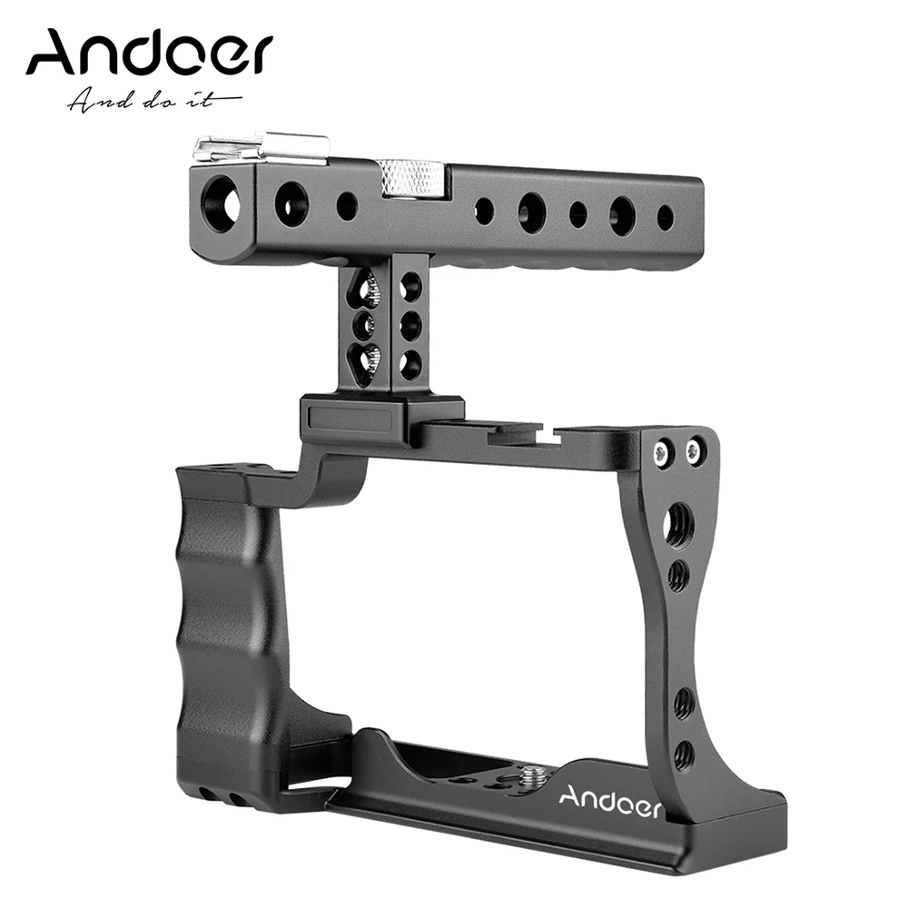 Комплект Камеры Andoer Camera Cage Kit для Цифровых Зеркальных Камер Canon EOS M50 с Верхней Ручкой Видеокамеры Из Алюминиевого Сплава с Креплением 