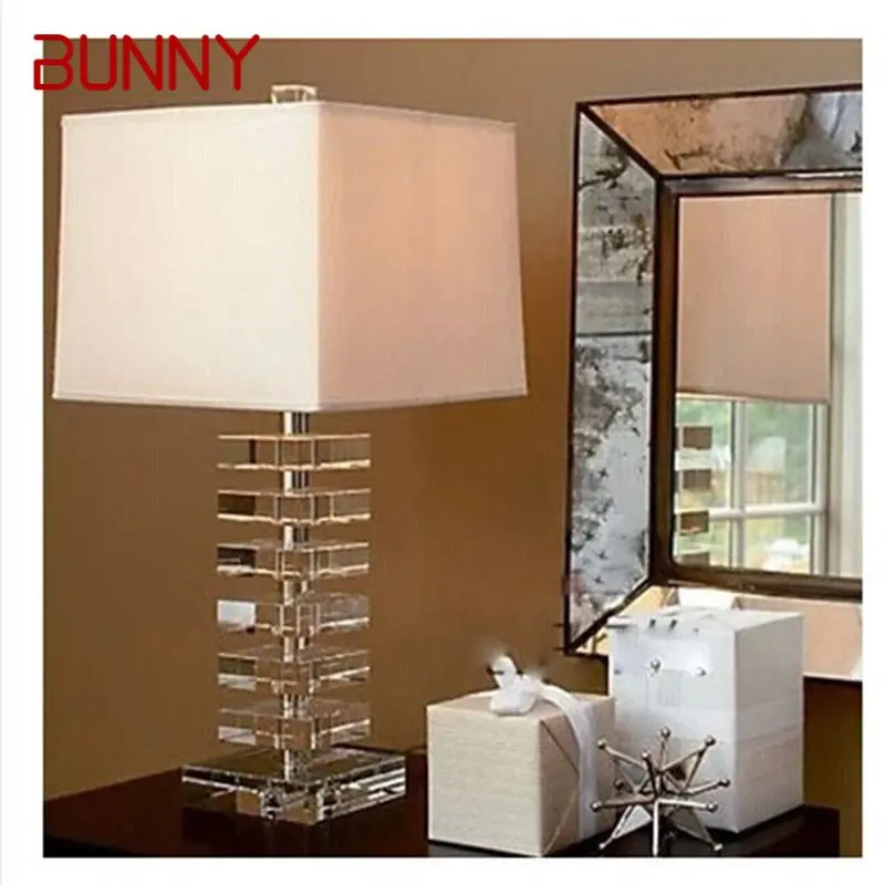 Креативный хрустальный настольный светильник BUNNY, современная светодиодная лампа для украшения дома, спальни
