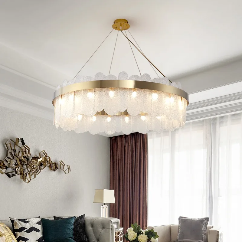 Круглая светодиодная люстра в скандинавском стиле для гостиной, кухни, спальни, хрустальный потолочный светильник, Роскошная вилла, отель, подвесной светильник, внутреннее освещение