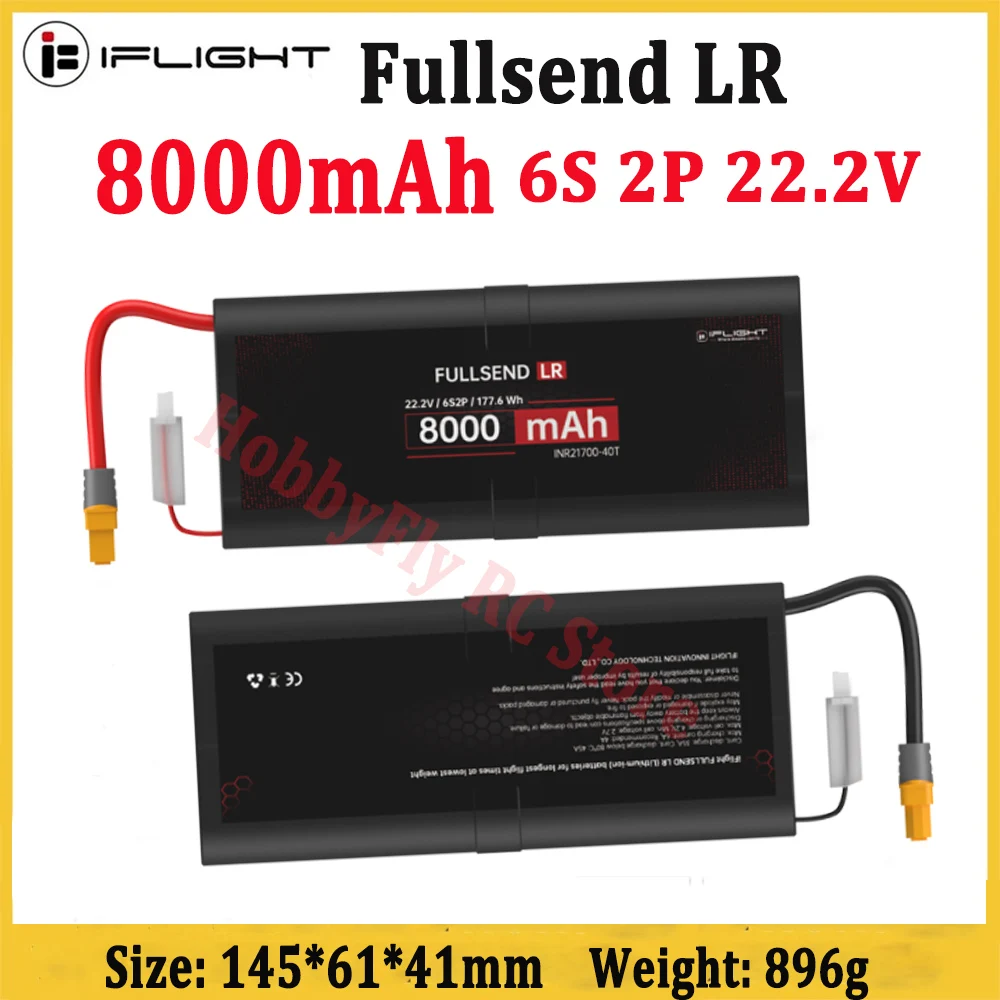 Литий-ионный аккумулятор iFlight Fullsend 6S 8000mAh 2P 22,2 V с Разъемом XT60 для Деталей FPV