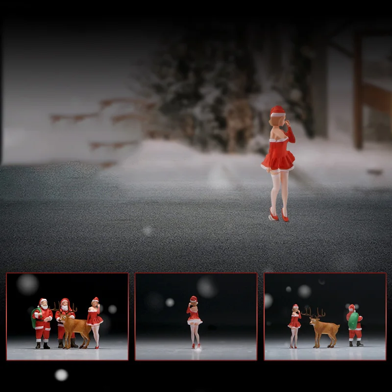 Масштаб 1:64, Миниатюрная модель Рождественского персонажа для сексуальной маленькой девочки, Песочный столик, Статическая игрушечная фигурка, Микрошот, украшение пейзажа