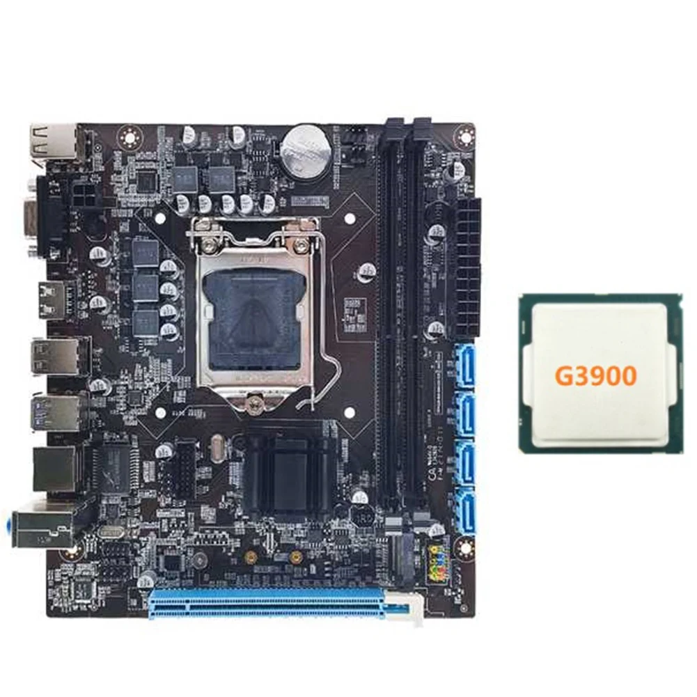 Материнская плата настольного компьютера H110 Поддерживает процессор LGA1151 поколения 6/7, двухканальную память DDR4 + процессор G3900