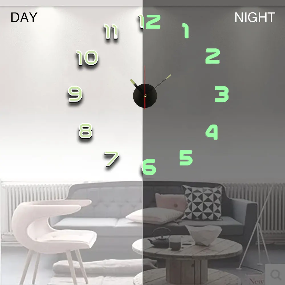 Мини-домашние настенные часы, 3D Акриловые зеркальные наклейки 