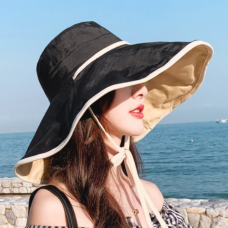 Модная женская панама с большими полями, Летняя Пляжная кепка для защиты от солнца, Весенняя Солнцезащитная шляпа с защитой от ультрафиолета, Солнцезащитная шляпа UPF 50 +