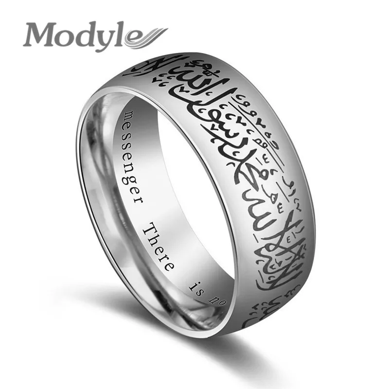 Модные кольца из титановой стали с посланиями Корана, мусульманские религиозные исламские халяльные слова, мужские и женские винтажные кольца с арабским Богом