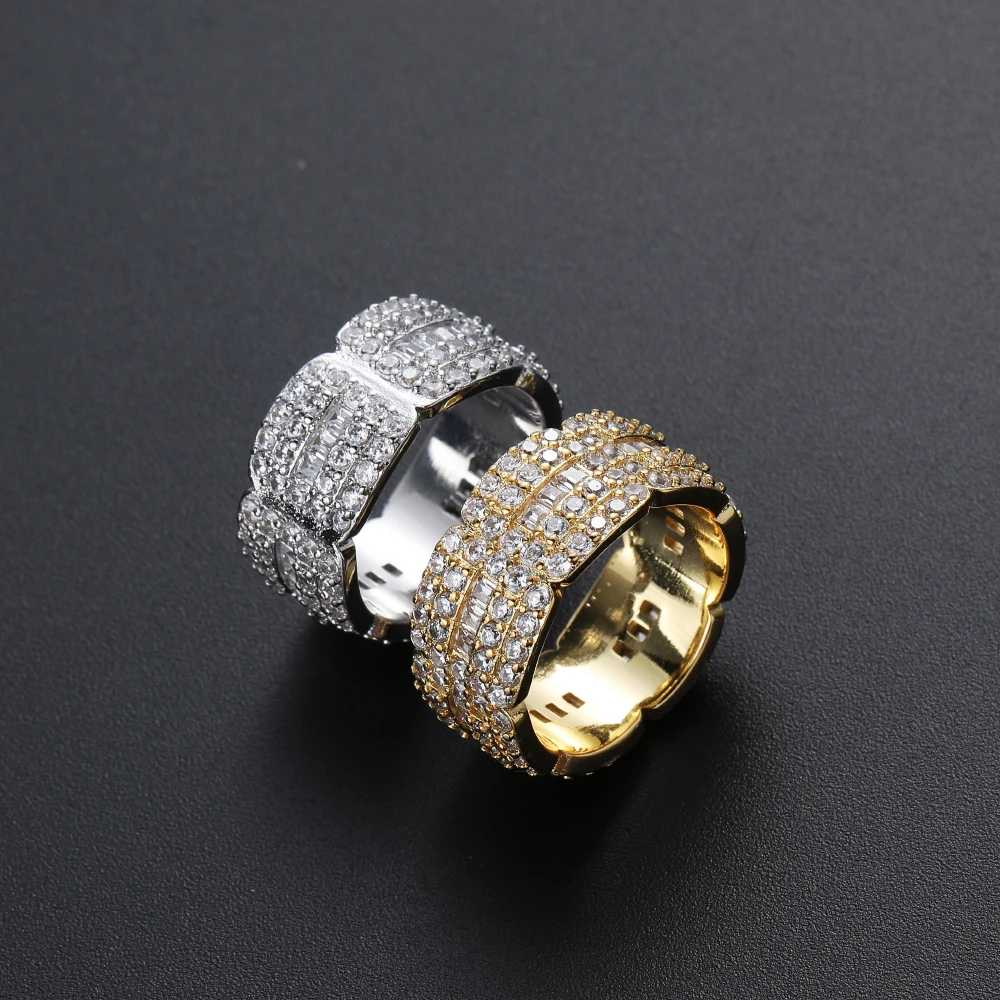 Модные украшения в стиле Хип-хоп Кольца с цирконом Латунное кольцо с покрытием mirco Iced Out Jewelry R034