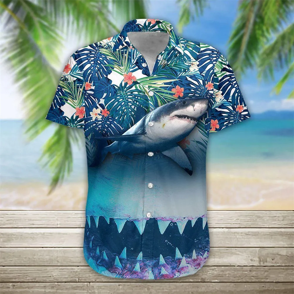 Мужская Гавайская Рубашка С Новыми Животными и 3D Графикой, Мультяшная Рубашка С Лацканами Для Мужчин, Повседневные Аниме Топы С Коротким Рукавом, Уличная Мужская Одежда