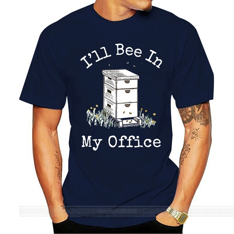 Мужская забавная футболка Женская крутая Футболка Пчеловод Футболка I'Ll Bee In My Office 011676