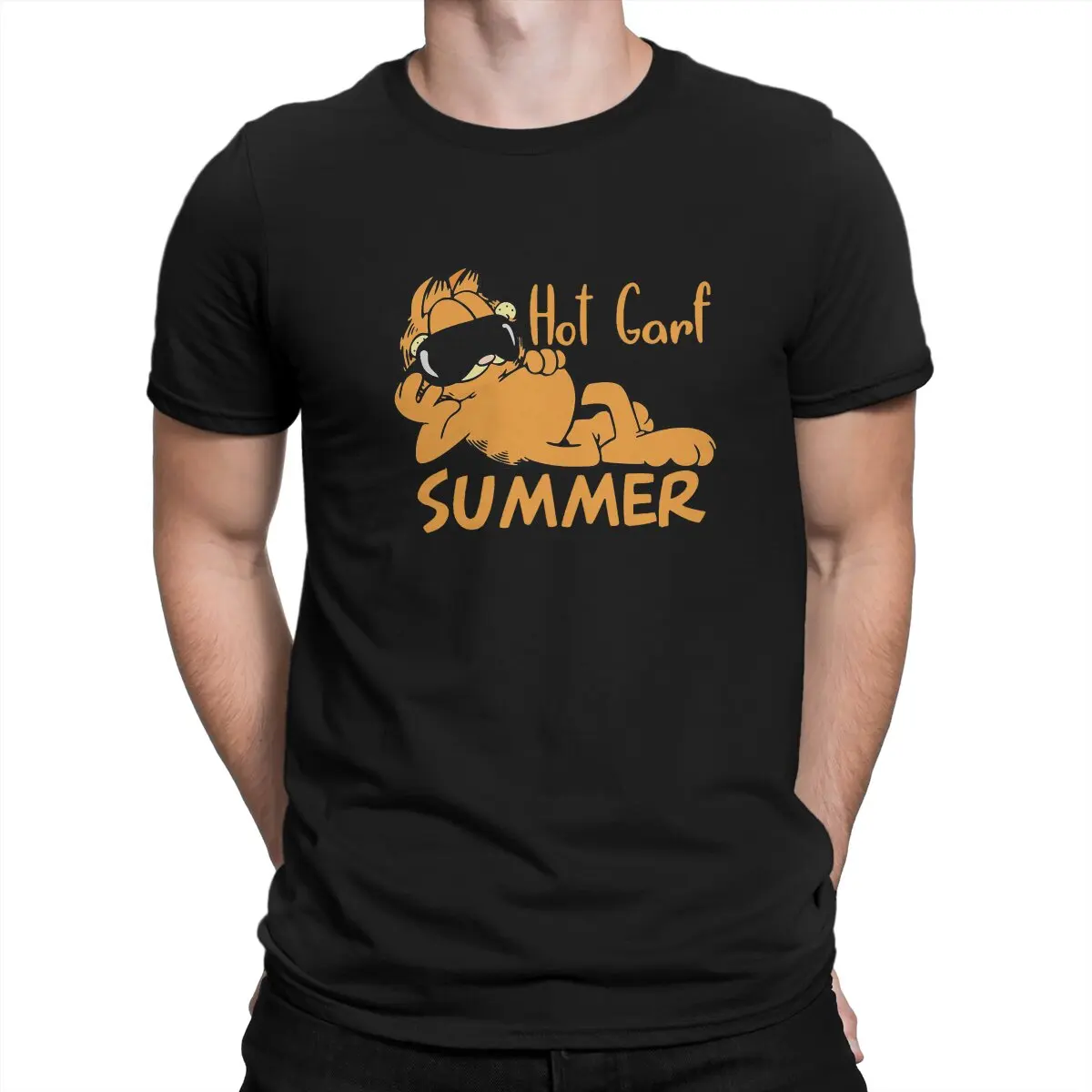 Мужская футболка Gar Orange Field Cat ЖАРКОЕ ЛЕТО Индивидуальность Футболка из полиэстера Графические толстовки Хипстер
