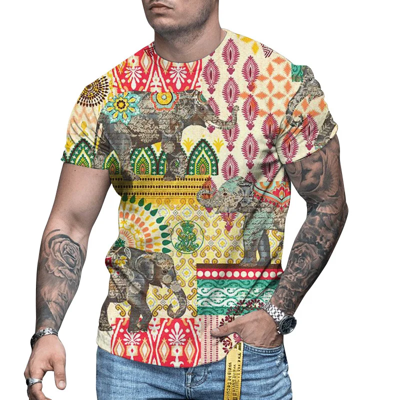 Мужская футболка с каракулевым принтом, мужская футболка оверсайз, Летние повседневные рубашки, одежда в стиле хип-хоп, праздничная мужская одежда с круглым вырезом и коротким рукавом