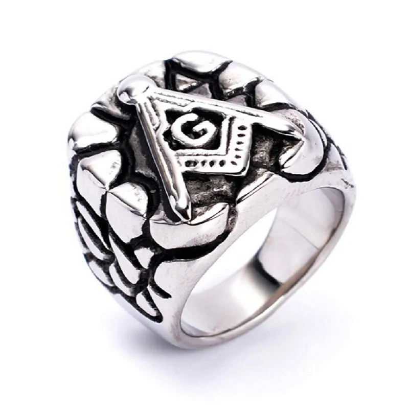Мужское кольцо Freemason серебристого цвета, масонское кольцо свободного каменщика из нержавеющей стали 316L, новый размер США 8-14
