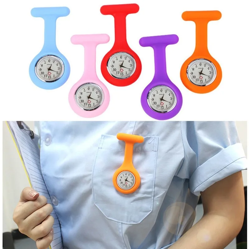 Настенные карманные часы Силиконовые Часы медсестры Твердые Медицинские карманные часы Булавка Карманные Подвесные Часы Брошь Декор Кварц