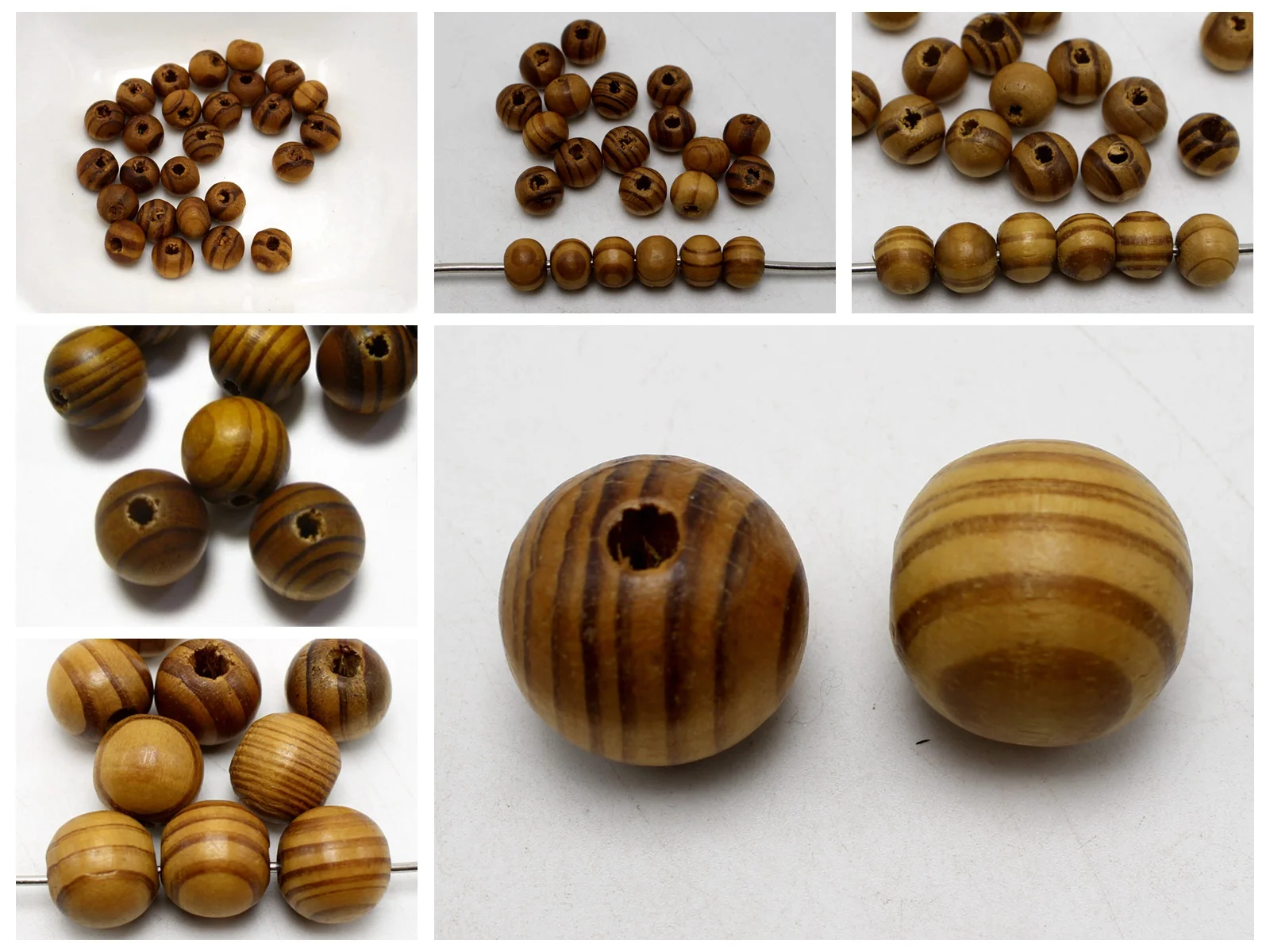 Натуральный узор Гладкие круглые деревянные бусины Деревянная прокладка 6 мм-20 мм Ювелирные изделия своими руками