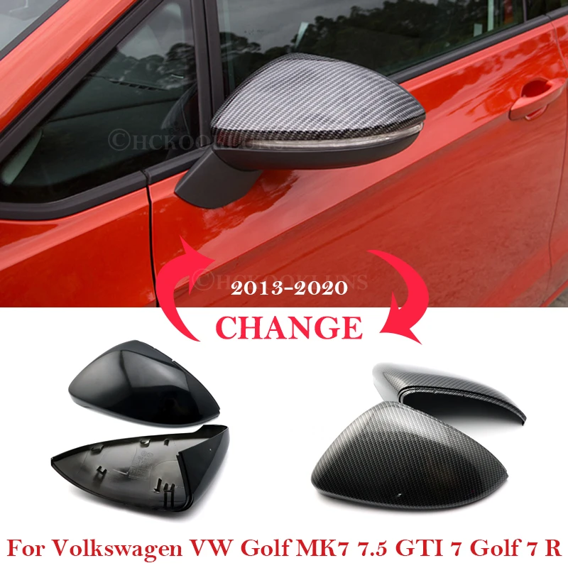 НОВИНКА для Volkswagen VW Golf MK7 7.5 GTI 7 Golf 7 R 2013-2020 гг. Чехол для Зеркала заднего вида Автомобиля с рисунком из углеродного волокна, Черная крышка
