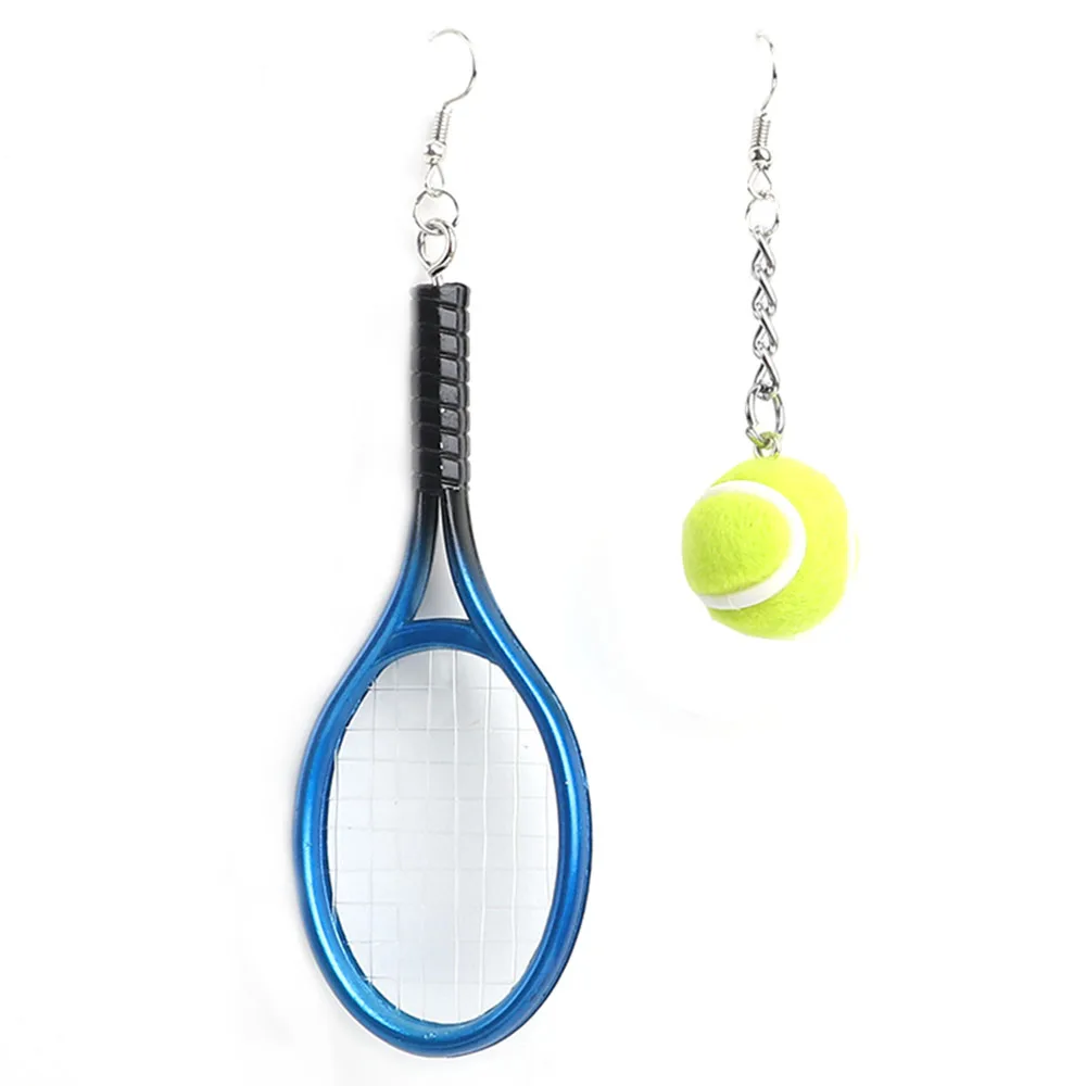 Новые модные красочные спортивные серьги с теннисными ракетками, Забавные пластиковые серьги с теннисным мячом, украшения для спортивных вечеринок в стиле панк
