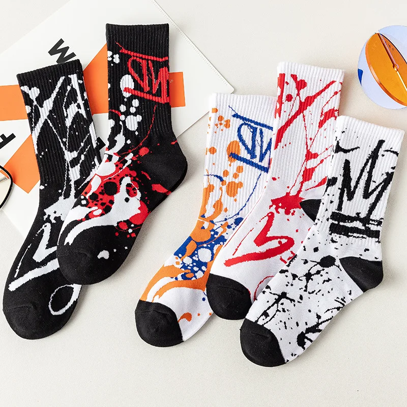 Новые модные носки Harajuku, мужские трендовые баскетбольные спортивные носки в стиле хип-хоп, высокие носки с длинными трубками, брендовые носки для уличного скейтборда Tide