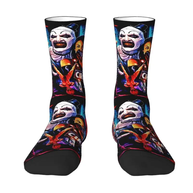 Носки с изображением клоуна из фильма ужасов на Хэллоуин для мужчин и женщин, теплые забавные носки для экипажа