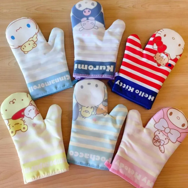 Перчатки Kawaii Cinnamoroll My Melody Kuromi, перчатки от ожогов в духовке, Милые перчатки для домашних дел