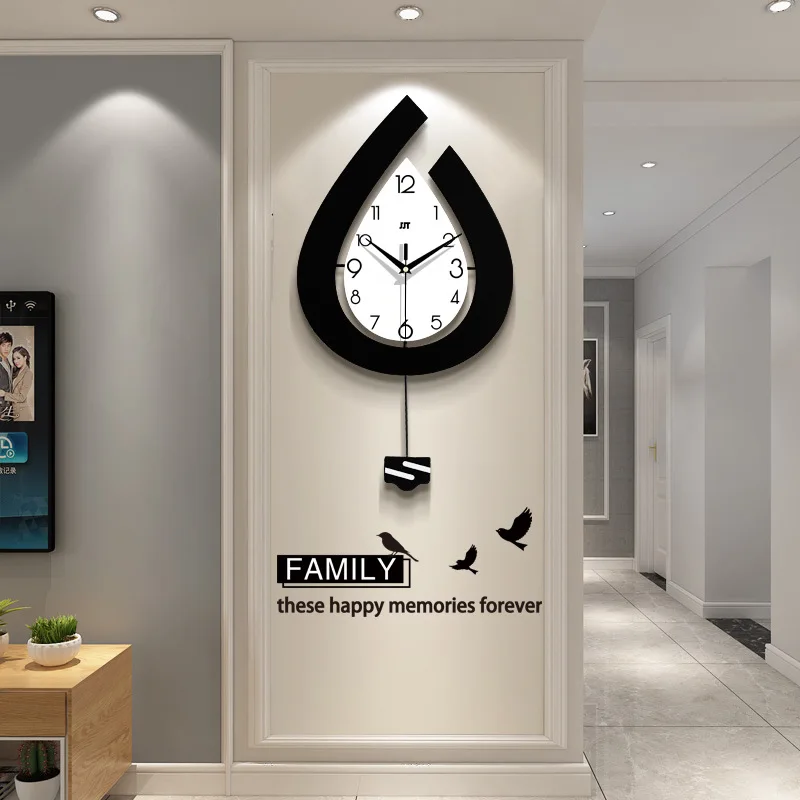 Поворотные Настенные часы с капельками воды Декоративные Часы для гостиной Современный дизайн Бесшумные Подвесные Домашние часы