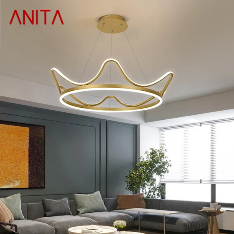 Подвесной светильник ANITA Nordic, современная золотая креативная светодиодная корона, светильники для дома, гостиной, спальни, Декор, люстра, светильник