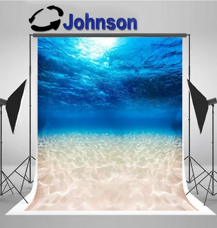Подводный голубой океан, широкая панорама, фон песчаного морского дна, Высококачественная компьютерная печать свадебного фона