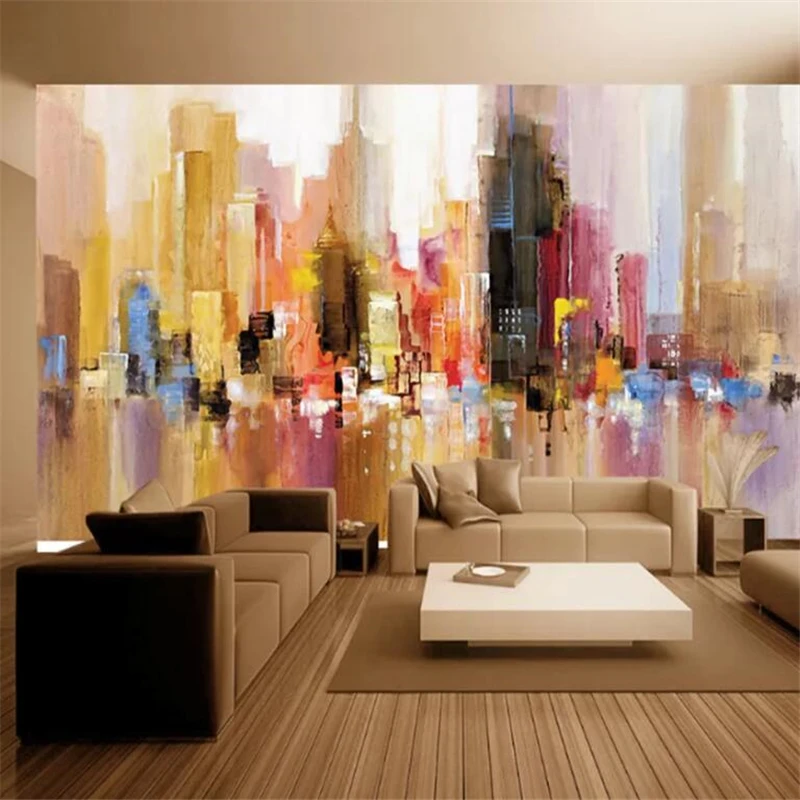 Пользовательские обои 3d фотообои городская абстрактная картина маслом фон телевизора стена гостиная спальня ресторан отель 3D обои
