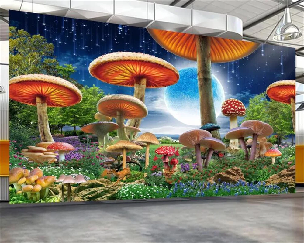 Пользовательские фотообои сказочный мир пейзаж грибной мечты спальня детская комната фон стены домашний декор фреска