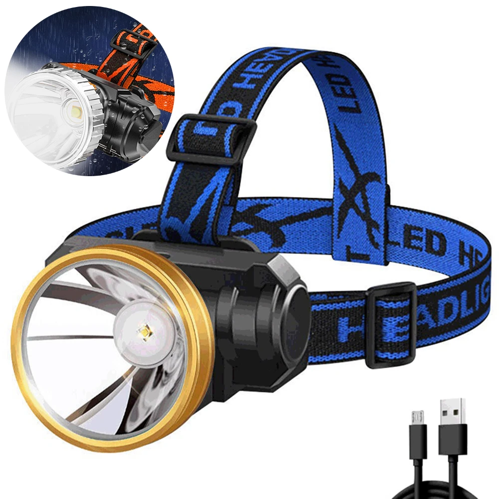 Портативный головной фонарь, светодиодный налобный фонарь, USB-перезаряжаемый налобный фонарь, Аварийное освещение для кемпинга на открытом воздухе, езды на велосипеде, рыбалки, фонарик