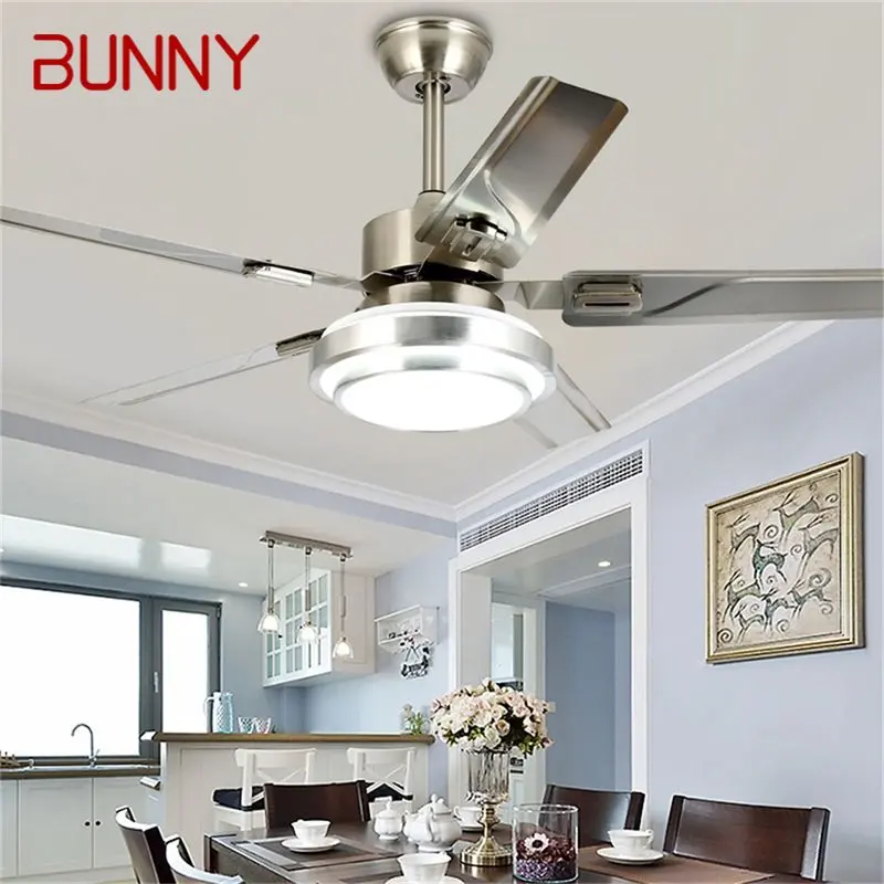 Потолочный вентилятор BUNNY Light Светодиодная лампа Современный Простой для домашней столовой Спальни ресторана 110V 220V